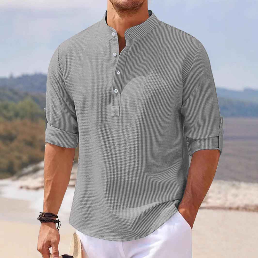 Men's Half Sleeve Polo Shirt Waffle Casual Loose