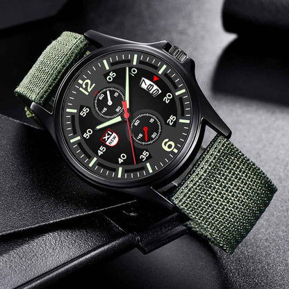 Fashion Nylon Strap Sports Army Style Watch Calendar Quartz Watch