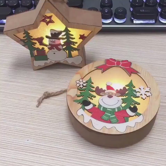 Christmas Decorations Wood Light Pendant Small Gif