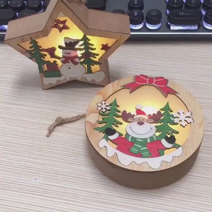 Christmas Decorations Wood Light Pendant Small Gif